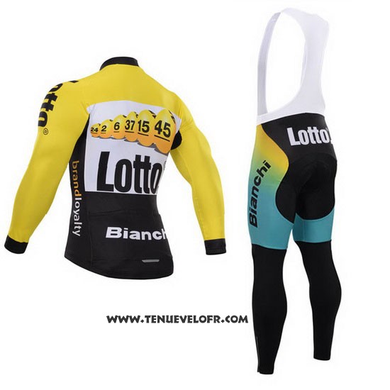 2015 Maillot Ciclismo Lotto NL Jumbo Noir et Jaune Manches Longues et Cuissard